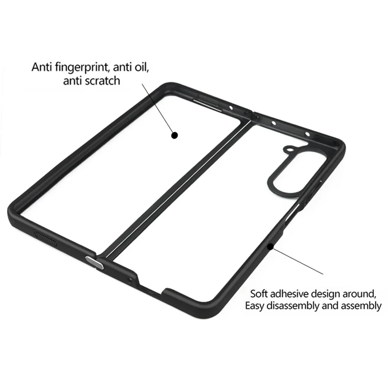 For Samsung Galaxy Z Fold5 5G Phone Cover Anti-Dust Flexible TPU + Hard PC Transparent Phone Case