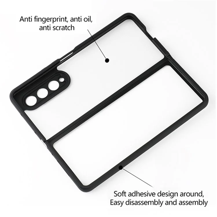 Per Samsung Galaxy Z Fold4 5G Clear Cell Phone Case TPU + PC Trasparente Custodia per Telefono Cellulare
