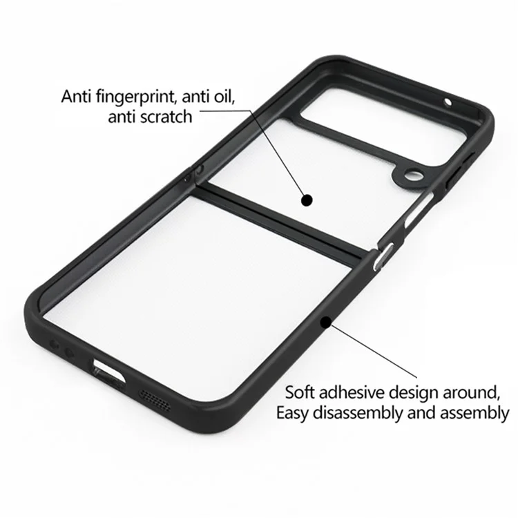 Para Samsung Galaxy Z Flip4 5G Funda de Teléfono Antiarañazos Carcasa de TPU + PC Duro Ajuste Preciso Cubierta de Teléfono Transparente