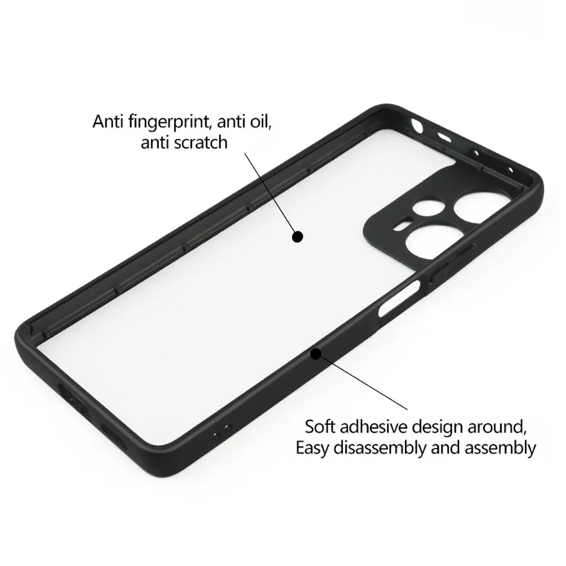 Til Xiaomi Redmi Note 12 Turbo / Poco F5 5G Anti-støv Telefonbeskyttelse TPU + Hård PC Transparent Telefoncase