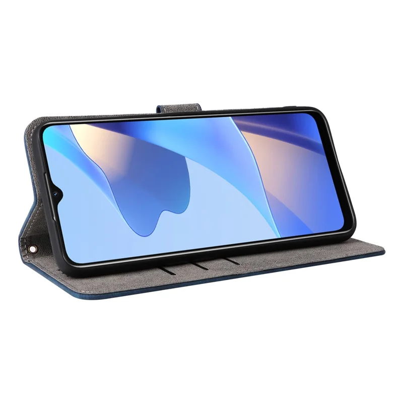 For Oppo A16 / A16s / A54 4G / A55 / A55 5G / A53s 5G / A54s Stand Phone Cover RFID Blocking Wallet Leather Case with Strap - Blue