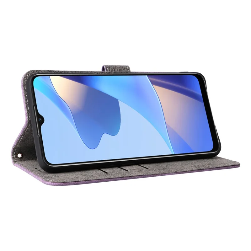 For Oppo A16 / A16s / A54 4G / A55 / A55 5G / A53s 5G / A54s Stand Phone Cover RFID Blocking Wallet Leather Case with Strap - Purple
