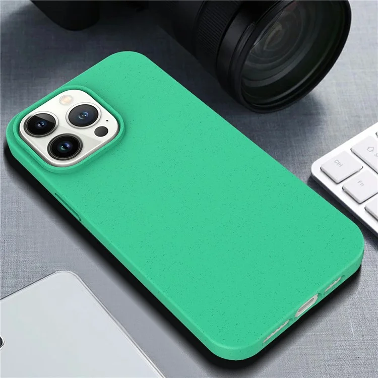 Für iPhone 15 Pro Starry Sky Series Matte Phone Cover Wheat Straw+TPU Eco-Friendly Back Case - Grün