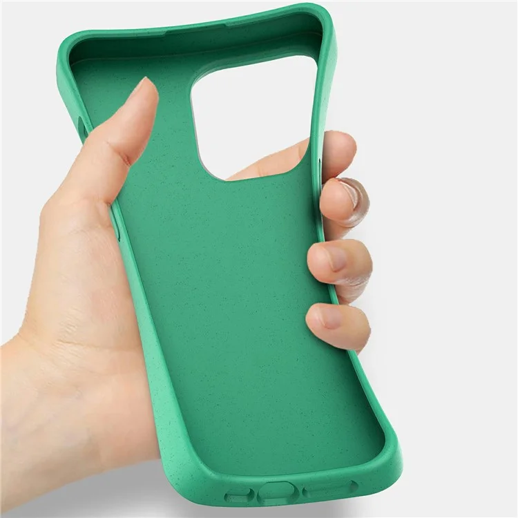 Für iPhone 15 Pro Starry Sky Series Matte Phone Cover Wheat Straw+TPU Eco-Friendly Back Case - Grün