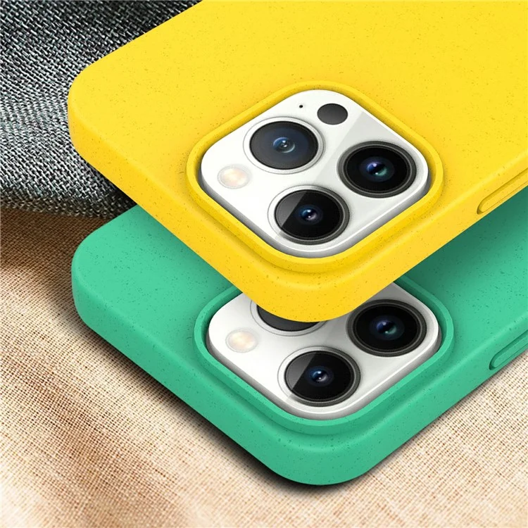 Für iPhone 15 Pro Starry Sky Series Matte Phone Cover Wheat Straw+TPU Eco-Friendly Back Case - Grün