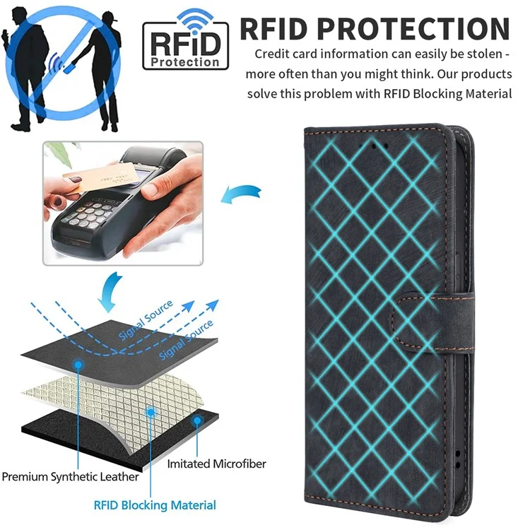 Para Xiaomi Poco F2 Pro / Redmi K30 Pro / K30 Pro Zoom / K30 Ultra Capa à Prova de Arranhões RFID Blocking Wallet Leather Stand Case com Alça - Preto