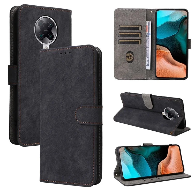 Pour Xiaomi Poco F2 Pro / Redmi K30 Pro / K30 Pro Zoom / K30 Ultra Scratch Proof Cover RFID Blocking Portefeuille Étui en Cuir Avec Sangle - Noir