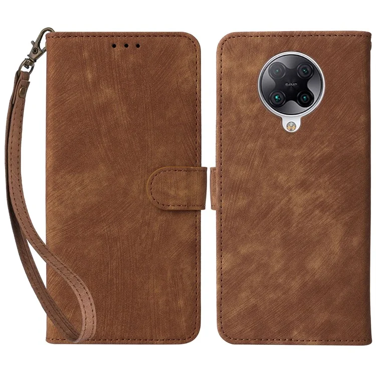 Para Xiaomi Poco F2 Pro / Redmi K30 Pro / K30 Pro Zoom / K30 Ultra Cubierta a prueba de arañazos Cartera con bloqueo RFID Funda de cuero con soporte y correa - Marrón
