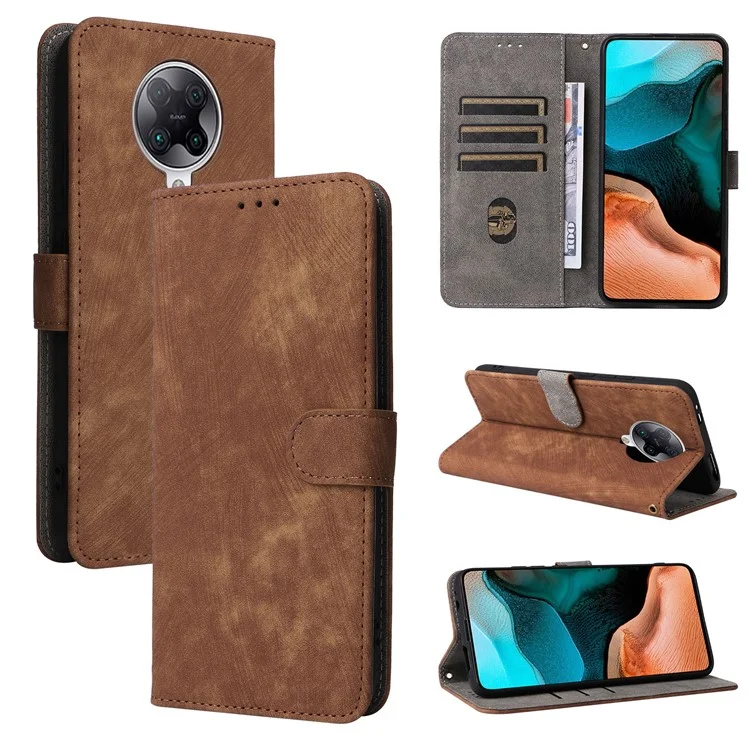 Para Xiaomi Poco F2 Pro / Redmi K30 Pro / K30 Pro Zoom / K30 Ultra Cubierta a prueba de arañazos Cartera con bloqueo RFID Funda de cuero con soporte y correa - Marrón
