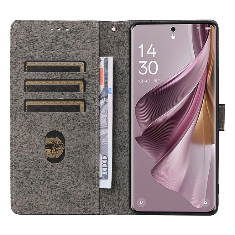 Para Oppo Reno10 5G CPH2531 (Global) / Reno10 Pro 5G CPH2525 (Global) Funda a prueba de golpes Bloqueo RFID Funda de cartera de cuero con correa - Negro