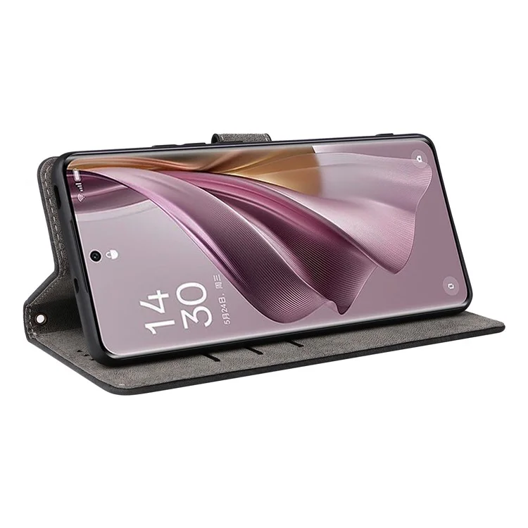 Para Oppo Reno10 5G CPH2531 (Global) / Reno10 Pro 5G CPH2525 (Global) Funda a prueba de golpes Bloqueo RFID Funda de cartera de cuero con correa - Negro