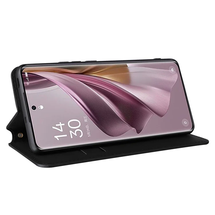 Для Oppo Reno10 5G CPH2531 (Global) / Reno10 Pro 5G CPH2525 (Global) Бумажник Чехол для телефона Ромбовидный тисненый PU кожаный подставка - Черный