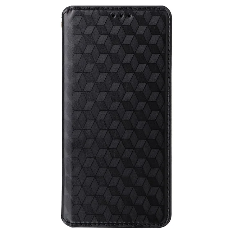 Для Oppo Reno10 5G CPH2531 (Global) / Reno10 Pro 5G CPH2525 (Global) Бумажник Чехол для телефона Ромбовидный тисненый PU кожаный подставка - Черный