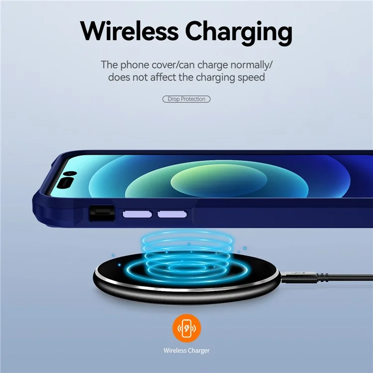 For iPhone 15 Pro Slim Case Shockproof PC+TPU Phone Case Alloy Lens Frame Hybrid Phone Cover - Blue