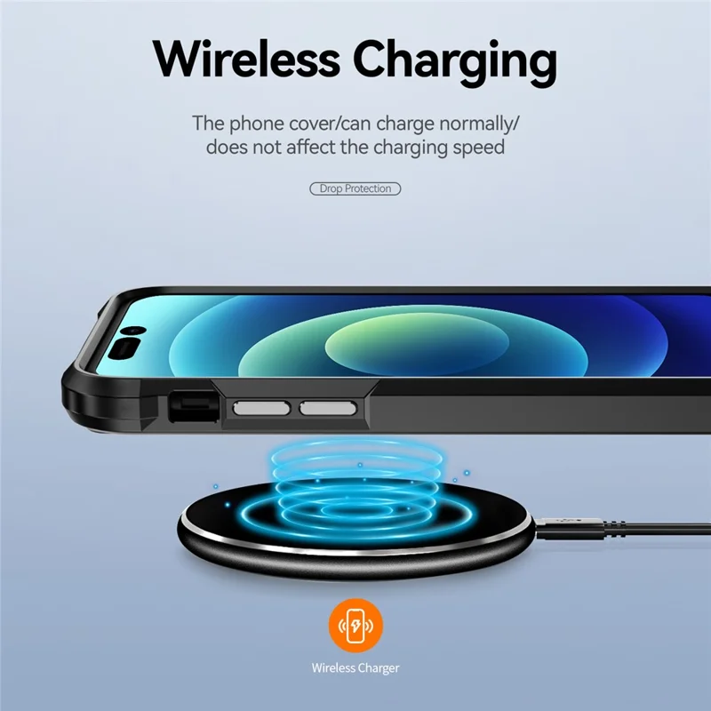 PC+TPU Phone Case for iPhone 15 Pro Max Anti-Drop Alloy Lens Frame Protective Phone Cover - Black