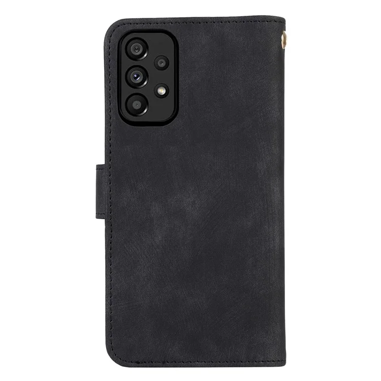 For Samsung Galaxy A52 4G / 5G / A52s 5G Leather Phone Case Multiple Card Slots Zipper Pocket Cover - Black