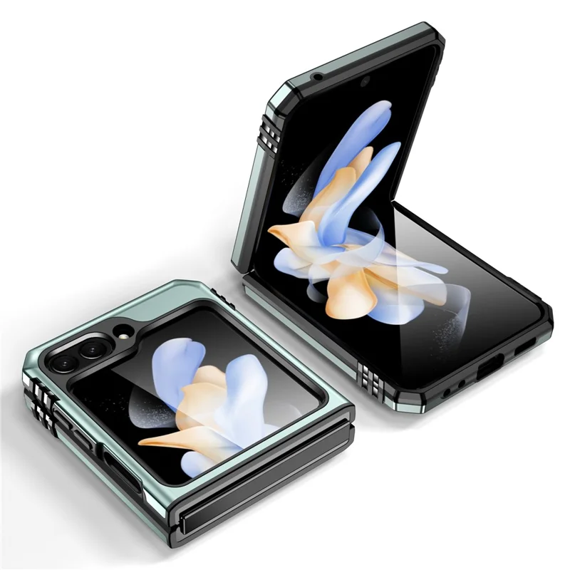 For Samsung Galaxy Z Flip5 5G Armor Series PC + TPU Anti-drop Phone Case Metal Kickstand Cover - Green