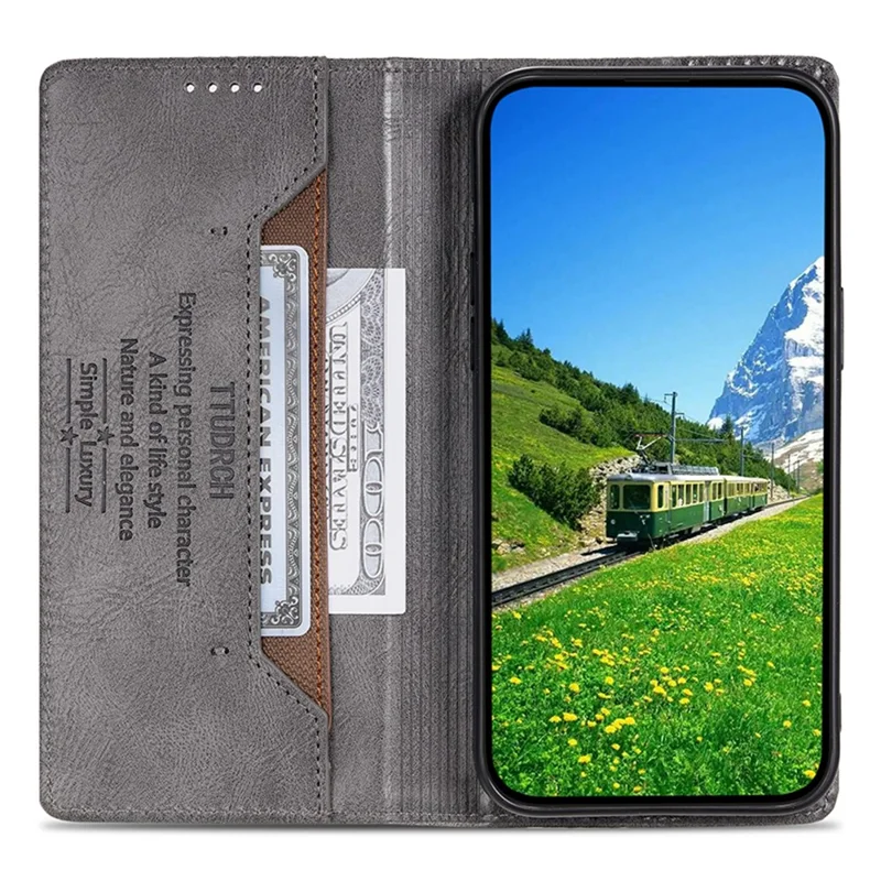 TTUDRCH Стиль 007 RFID-блокирующий чехол для Xiaomi Redmi 12 4G Stand Phone Case Wallet Leather Cover - Grey