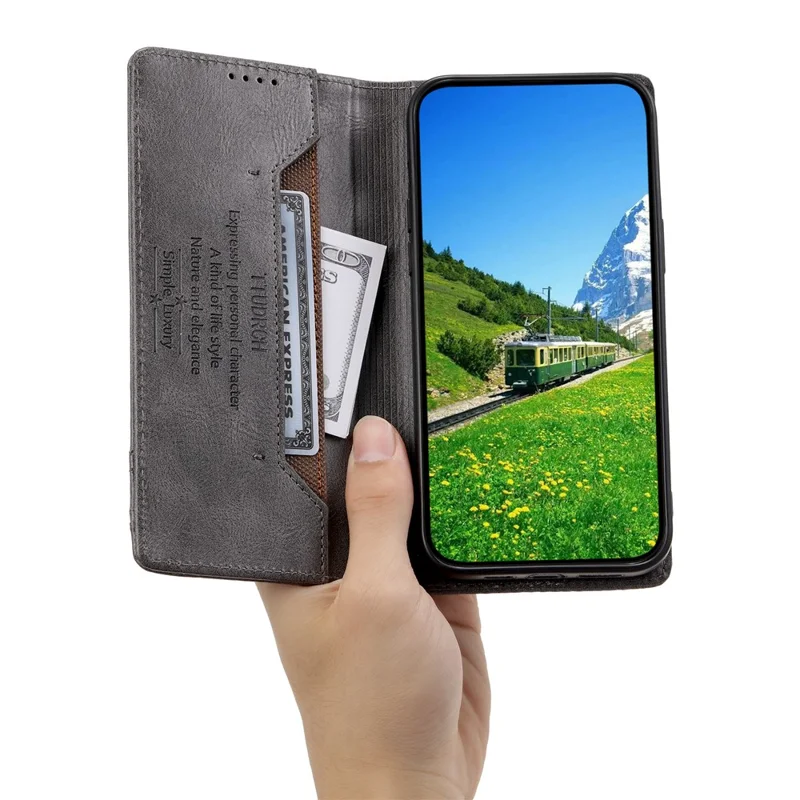 TTUDRCH Стиль 007 RFID-блокирующий чехол для Xiaomi Redmi 12 4G Stand Phone Case Wallet Leather Cover - Grey