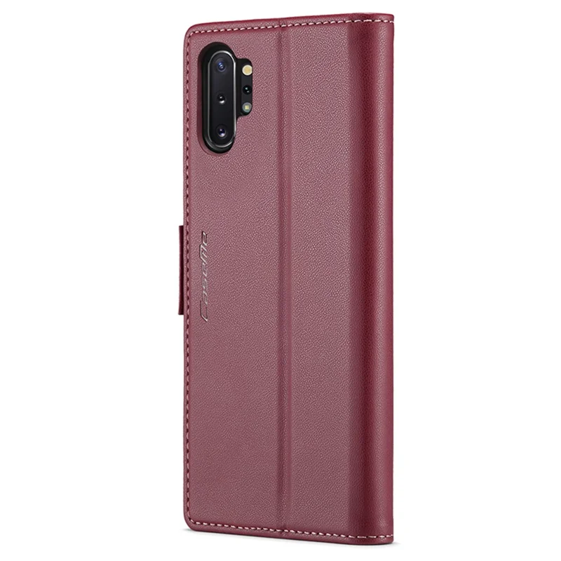 For Samsung Galaxy Note 10 Plus 4G Leather Case CASEME 023 RFID Blocking 3 Card Slot Mobile Cover - Red