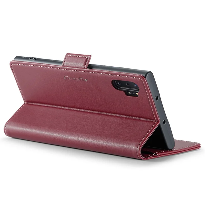 For Samsung Galaxy Note 10 Plus 4G Leather Case CASEME 023 RFID Blocking 3 Card Slot Mobile Cover - Red