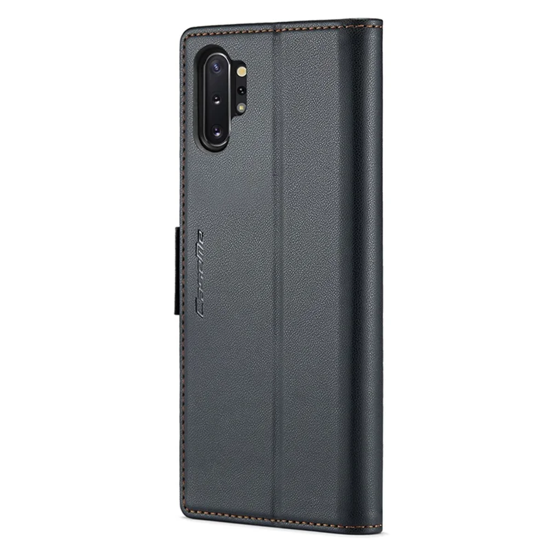 For Samsung Galaxy Note 10 Plus 4G Leather Case CASEME 023 RFID Blocking 3 Card Slot Mobile Cover - Black