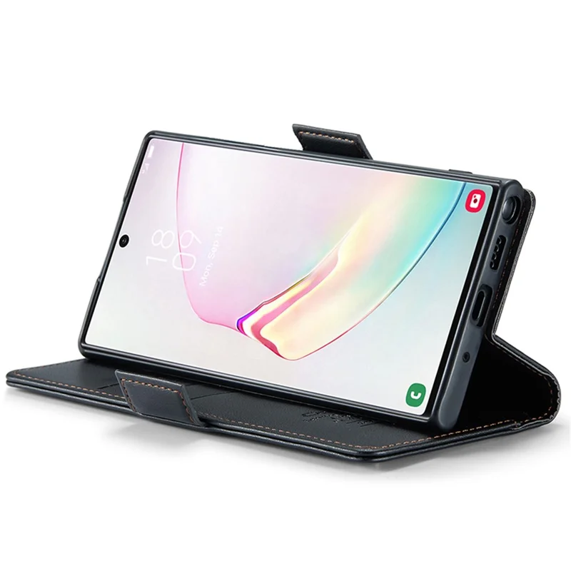 For Samsung Galaxy Note 10 Plus 4G Leather Case CASEME 023 RFID Blocking 3 Card Slot Mobile Cover - Black