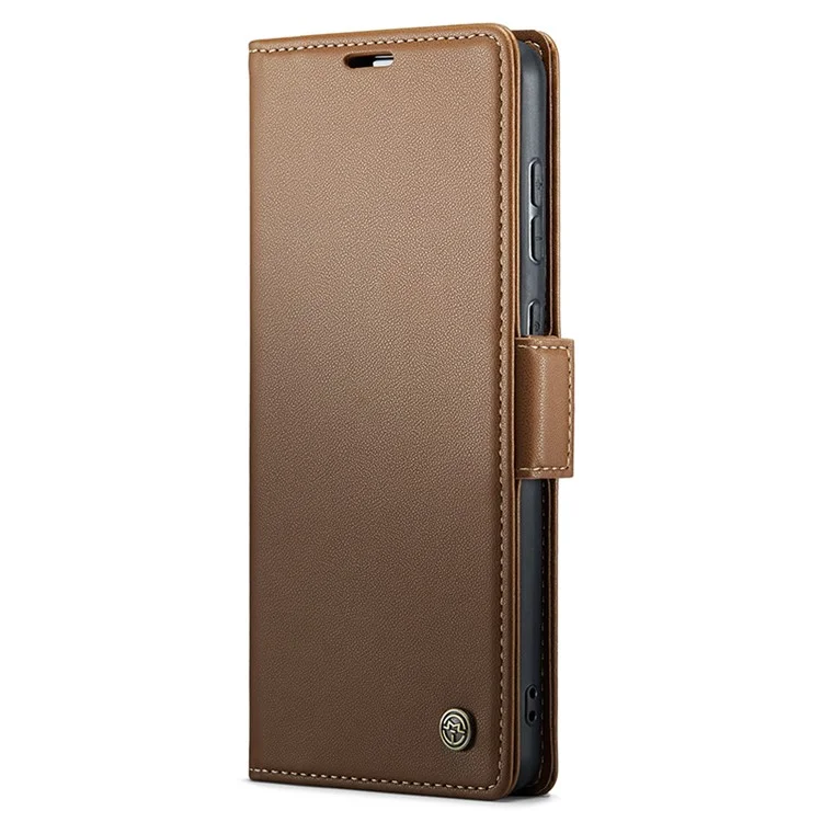 CASEME 023 Series For Samsung Galaxy A40 RFID Blocking PU Leather Phone Case Stand Wallet Anti-drop Cover - Brown