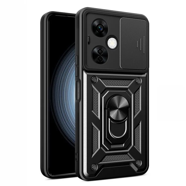 For OnePlus Nord CE 3 Lite 5G / N30 5G Rear Lens Protection Phone Case PC+TPU Cover with Kickstand - Black