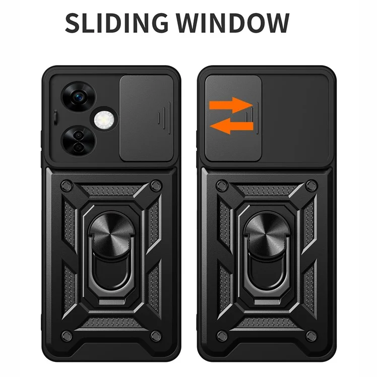For OnePlus Nord CE 3 Lite 5G / N30 5G Rear Lens Protection Phone Case PC+TPU Cover with Kickstand - Black