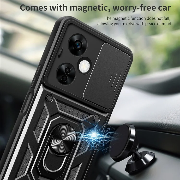 For OnePlus Nord CE 3 Lite 5G / N30 5G Rear Lens Protection Phone Case PC+TPU Cover with Kickstand - Black
