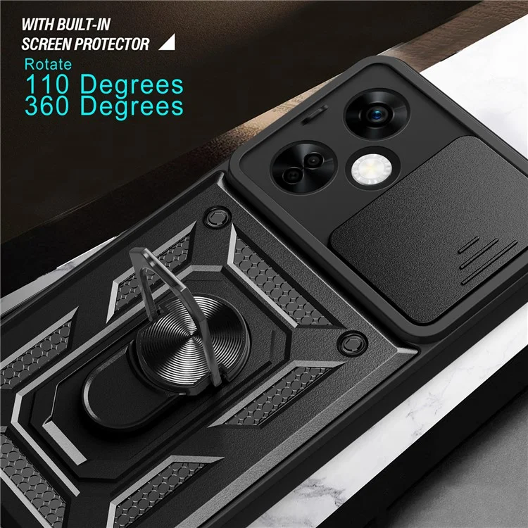 For OnePlus Nord CE 3 Lite 5G / N30 5G Rear Lens Protection Phone Case PC+TPU Cover with Kickstand - Black