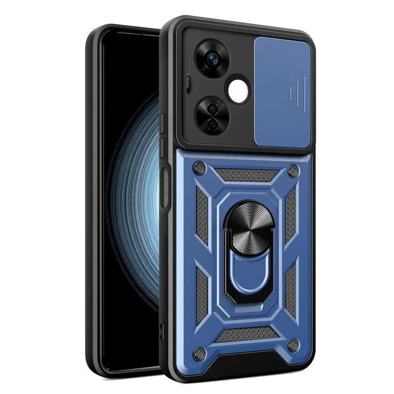Pour OnePlus Nord CE 3 Lite 5G / N30 5G Coque de protection pour lentille arrière du téléphone Cas PC+TPU avec support - Bleu