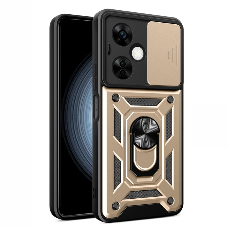 Para OnePlus Nord CE 3 Lite 5G / N30 5G Funda Protectora de Lente Trasero Funda de Teléfono PC+TPU con Soporte - Oro