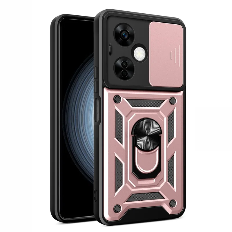 Für OnePlus Nord CE 3 Lite 5G / N30 5G Hintere Linse Schutz Handyhülle PC+TPU Cover mit Ständer - Rose Gold