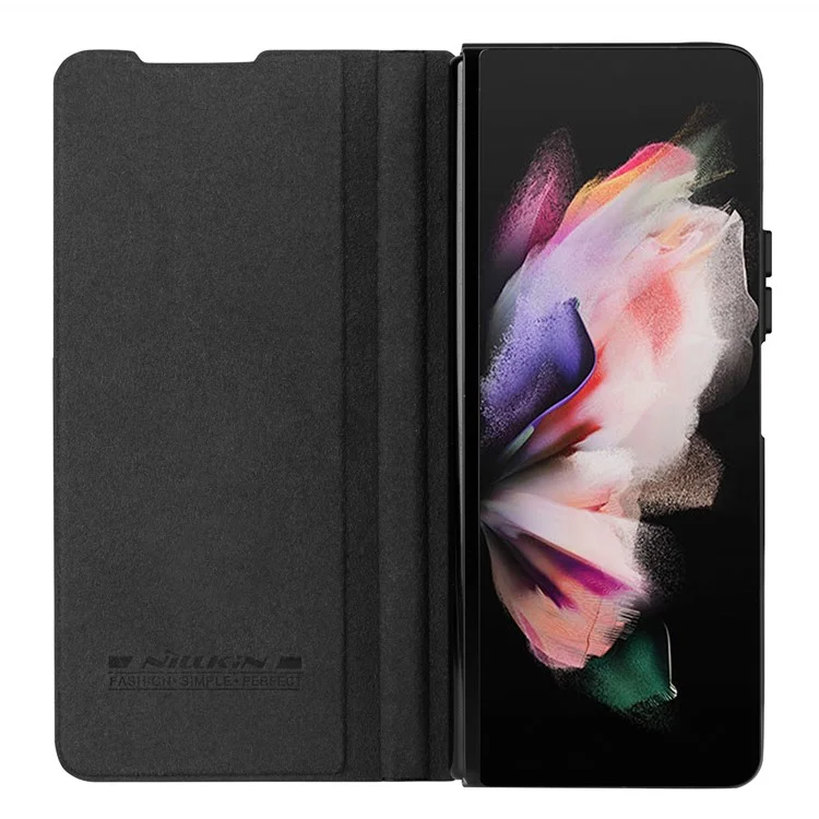 NILLKIN Qin Pro Series para Samsung Galaxy Z Fold5 5G Funda de piel sintética Slide Camera Protection Phone Cover con ranura para bolígrafo - Negro
