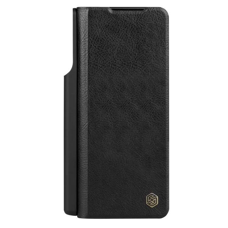 NILLKIN Qin Pro Series para Samsung Galaxy Z Fold5 5G Funda de piel sintética Slide Camera Protection Phone Cover con ranura para bolígrafo - Negro