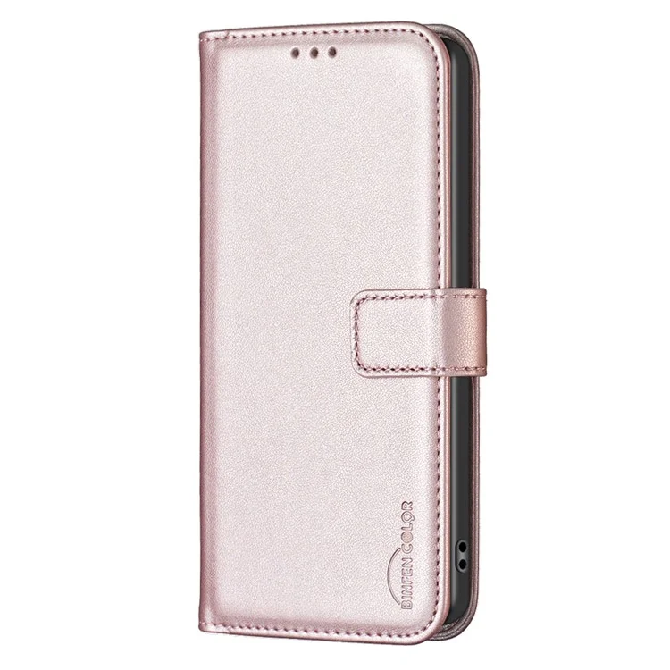 BINFEN COLOR BF17 Cell Phone Cover for Nokia G42 Wallet Stand TPU+PU Leather Phone Case - Rose Gold