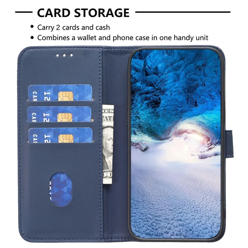 BINFEN COLOR BF17 Cell Phone Cover for Nokia G42 Wallet Stand TPU+PU Leather Phone Case - Blue