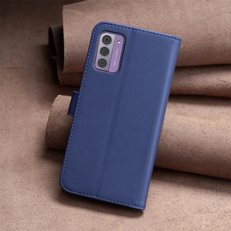 BINFEN COLOR BF17 Cell Phone Cover for Nokia G42 Wallet Stand TPU+PU Leather Phone Case - Blue