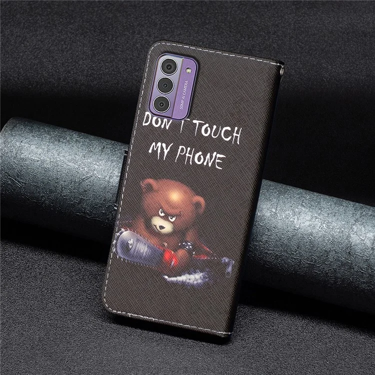 Per Nokia G42 Stand Cover Custodia in Pelle PU con Stampa a Motivi Protettiva Flip Phone Case - Orso
