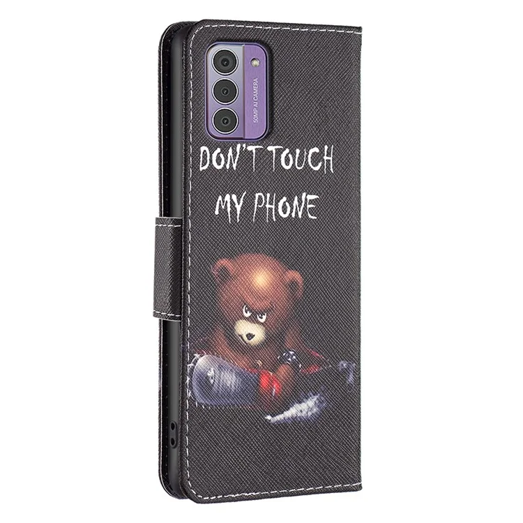 Per Nokia G42 Stand Cover Custodia in Pelle PU con Stampa a Motivi Protettiva Flip Phone Case - Orso