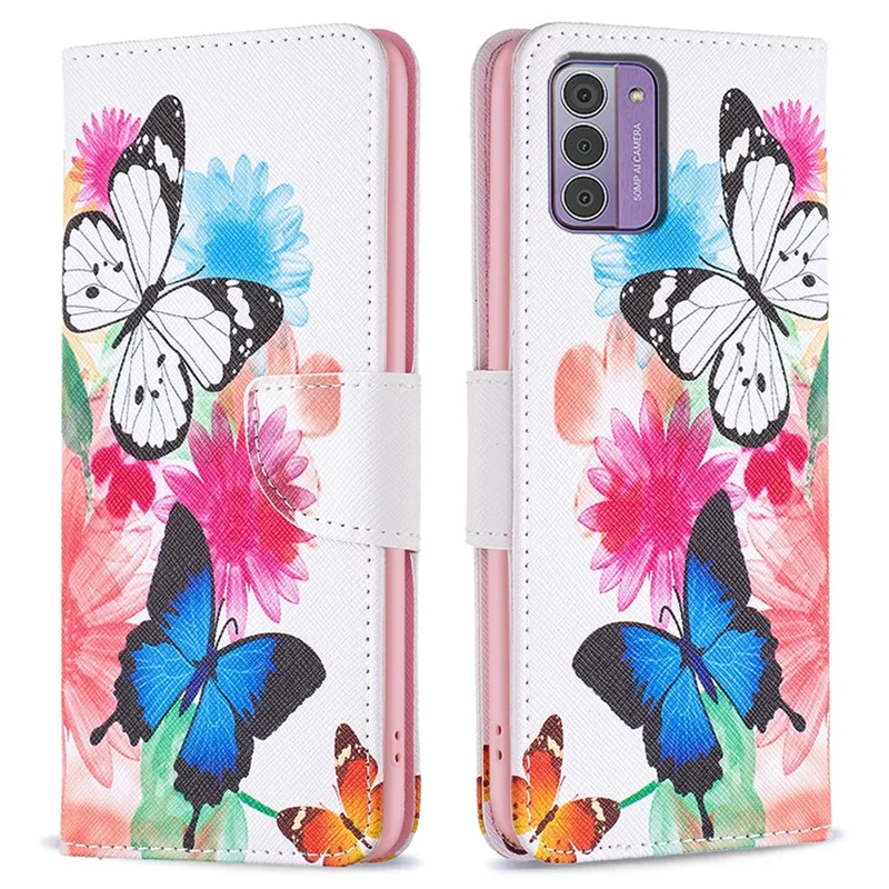 Pour Nokia G42 Stand Cover PU Leather Pattern Printing Wallet Protective Flip Phone Case - Two Butterflies