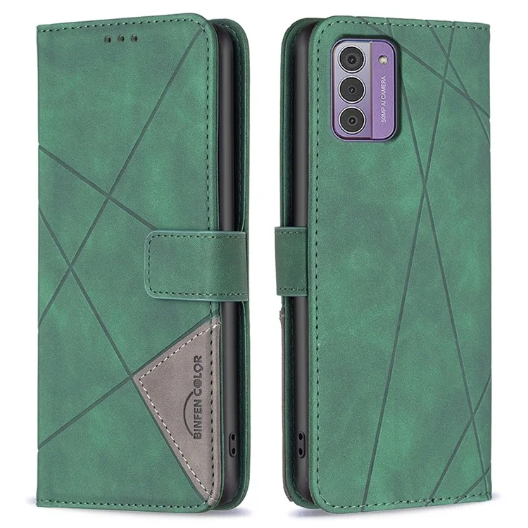 BINFEN COLOR BF05 Für Nokia G42 Geprägter Lederüberzug Handytasche Bumper-sicherer Geldbörsen-Ständer-Schale - Grün