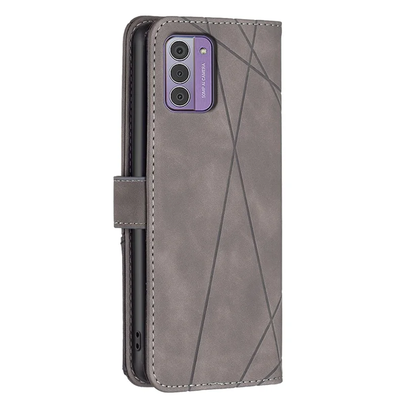 BINFEN COLOR For Nokia G42 Phone Cases Wallet Stand Geometry Imprint Leather Cover - Grey