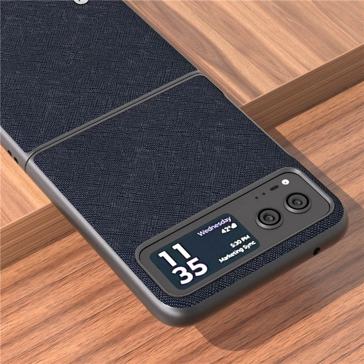 ABEEL Para Motorola Razr 40 5G Estuche de Teléfono con Textura Cruzada Cuero de Vaca Revestido de PC Cubierta de Teléfono Dura - Azul