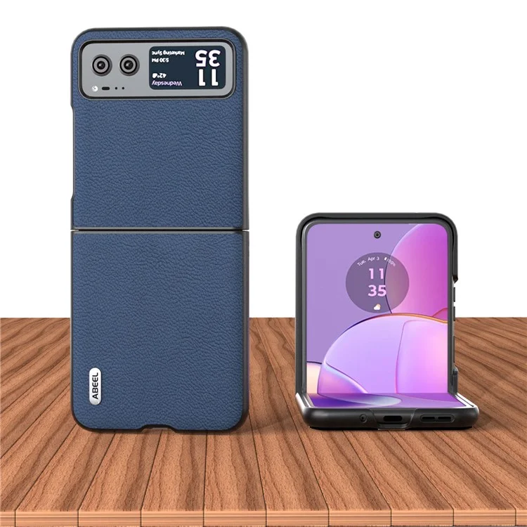 ABEEL para Motorola Razr 40 5G Funda de piel de vaca con revestimiento de PC Textura de lichí Funda de teléfono - Azul