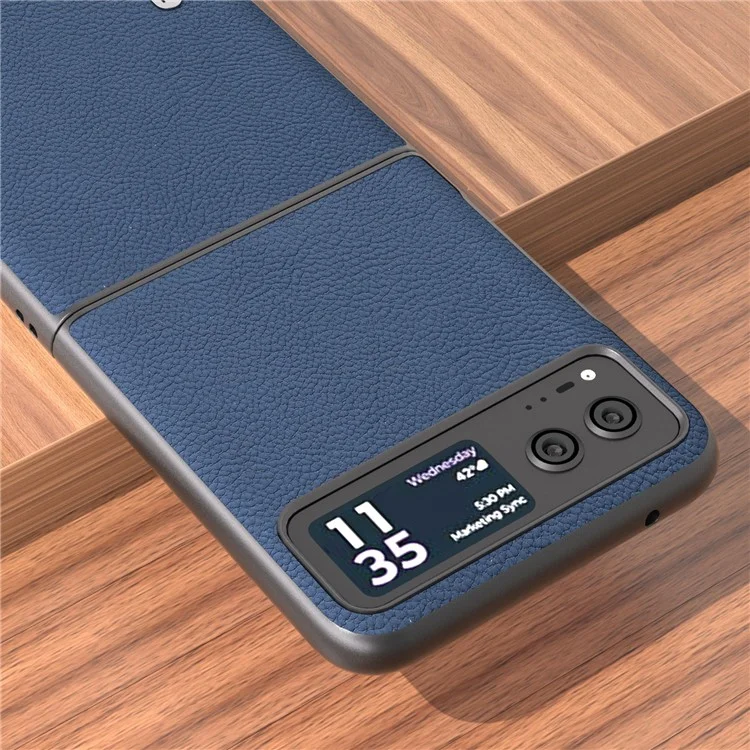ABEEL para Motorola Razr 40 5G Funda de piel de vaca con revestimiento de PC Textura de lichí Funda de teléfono - Azul