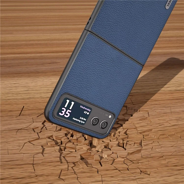 ABEEL para Motorola Razr 40 5G Funda de piel de vaca con revestimiento de PC Textura de lichí Funda de teléfono - Azul