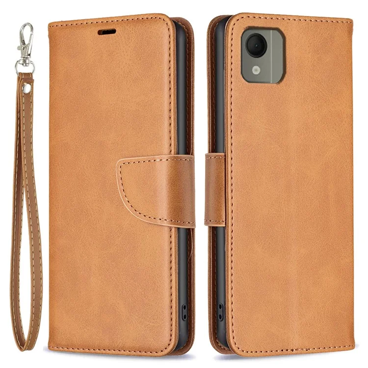 Pour Nokia C110 Coque de téléphone portable antichoc, support, étui en cuir PU de couleur unie texturé - Jaune